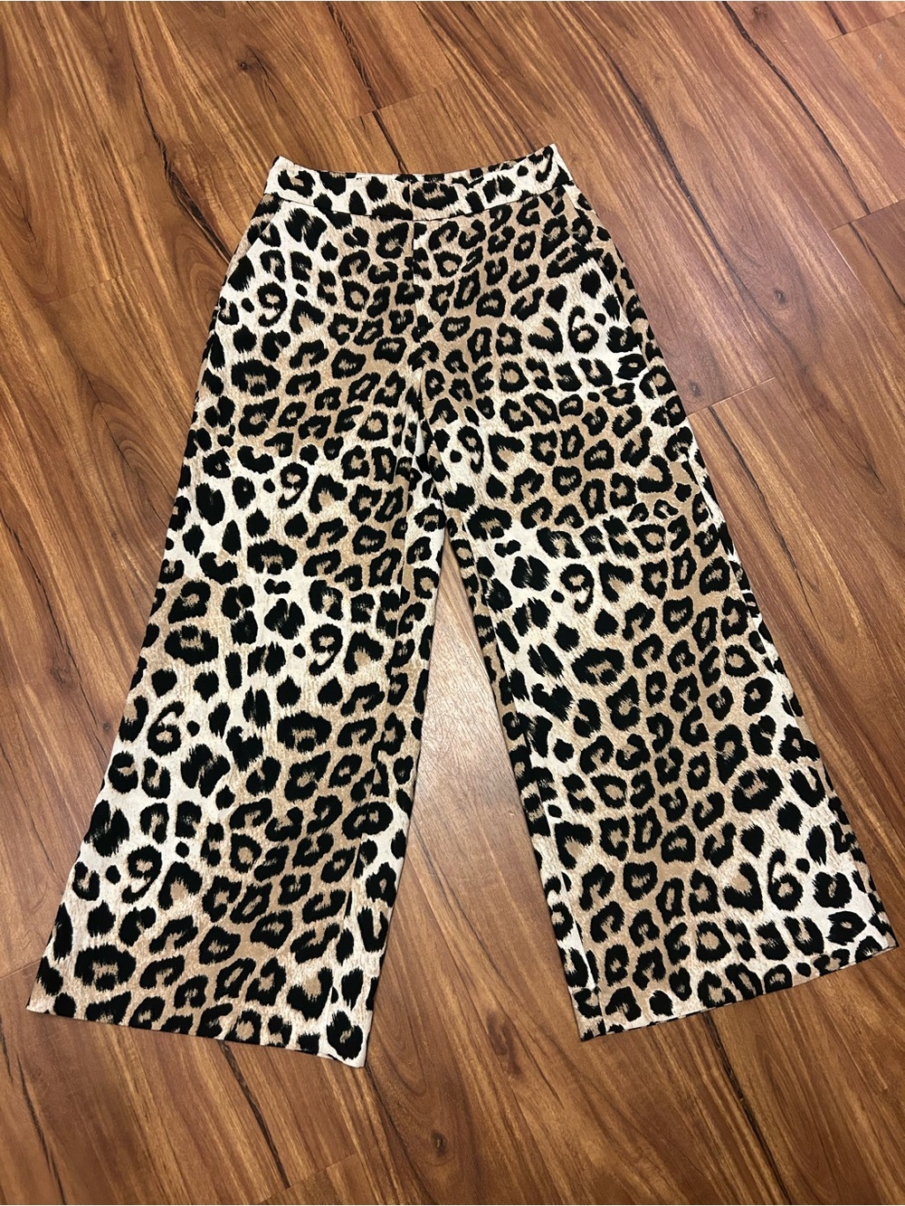 Banana Republic Women's Dress Pants 4p Leopard Print Wide Leg Trousers